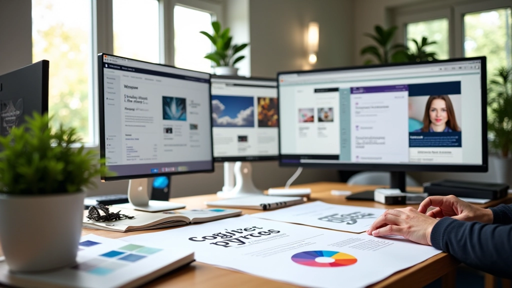 Studio di design tipografico moderno con campioni di font e materiali di lavoro