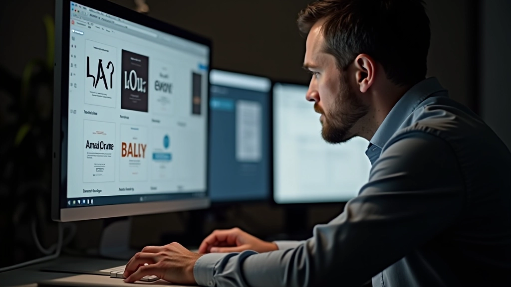 Designer che lavora su font selection per progetto web